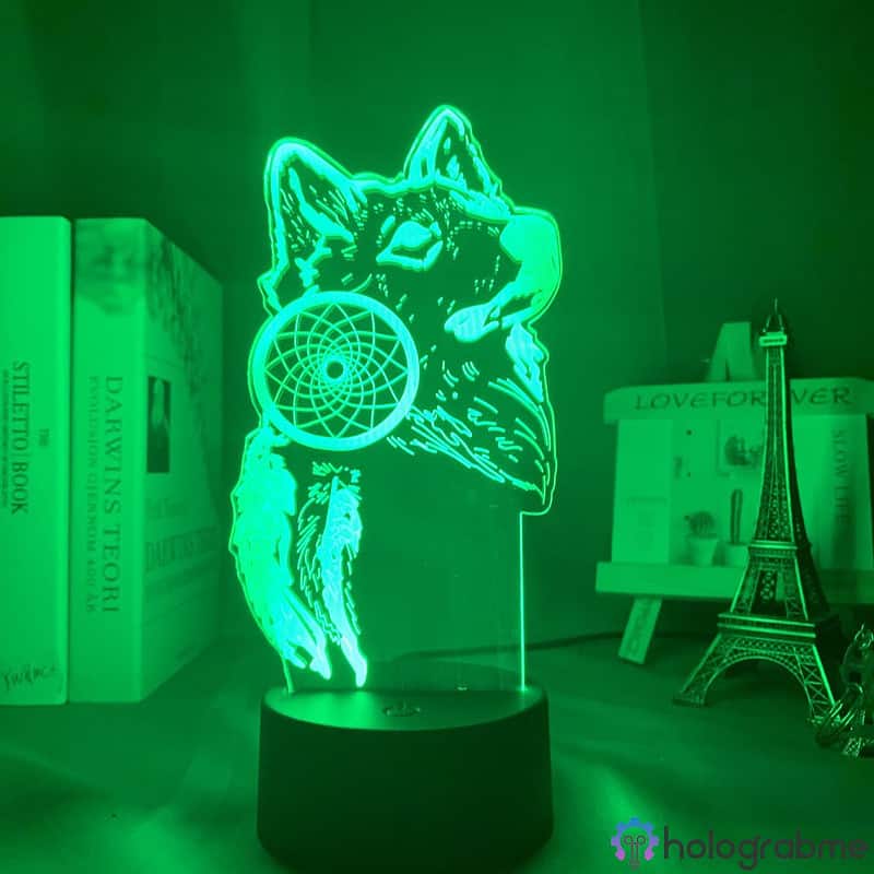 Lampe 3D Attrape Reve Loup 2