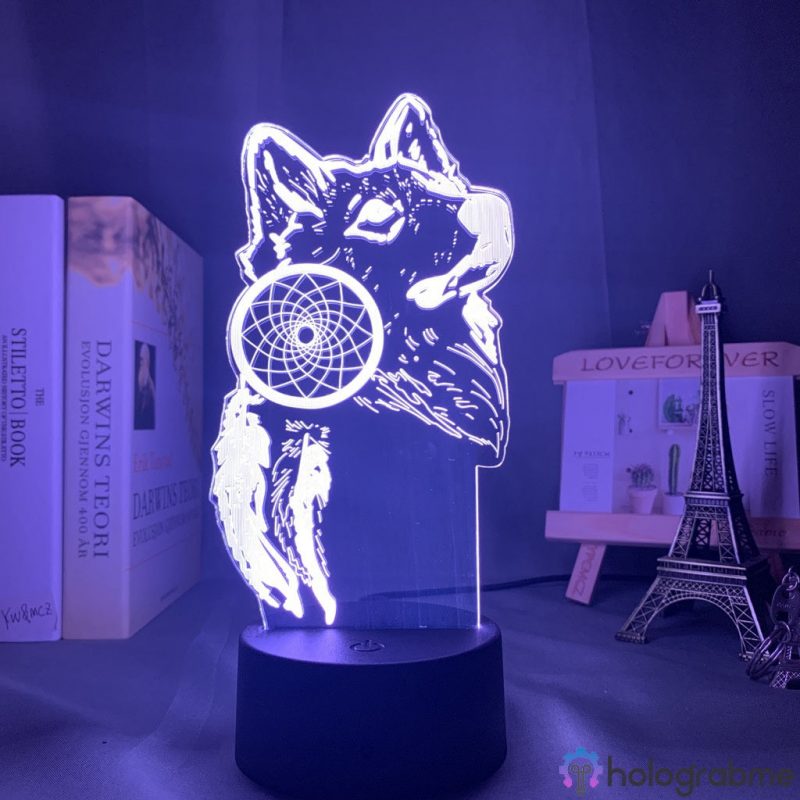 Lampe 3D Attrape Reve Loup 4
