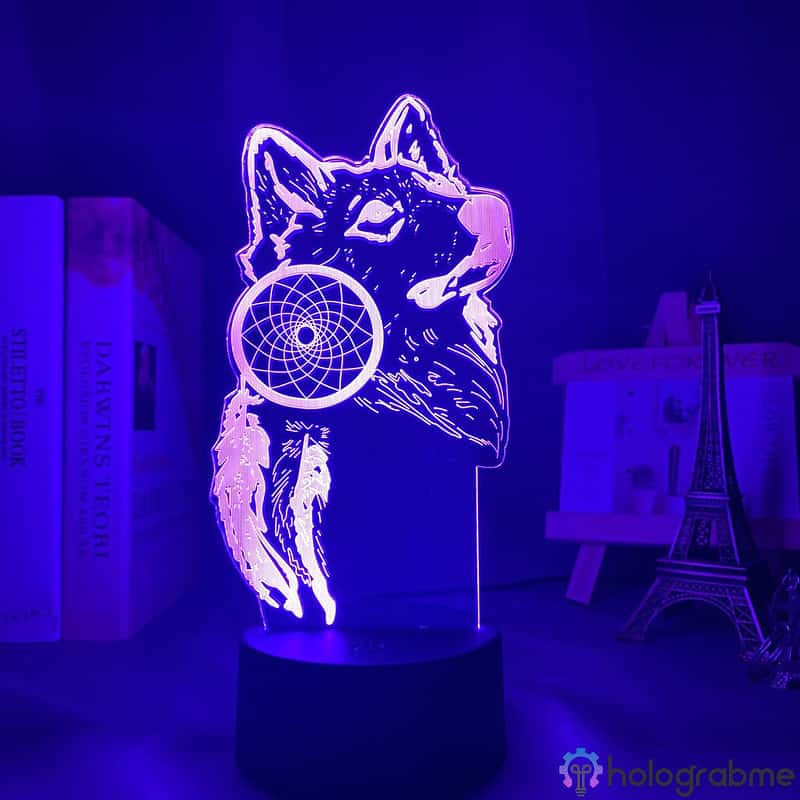 Lampe 3D Attrape Reve Loup 7