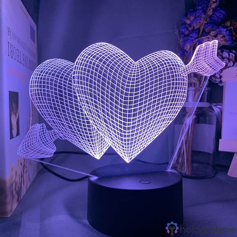 Lampe 3D Coeur Fleche 4