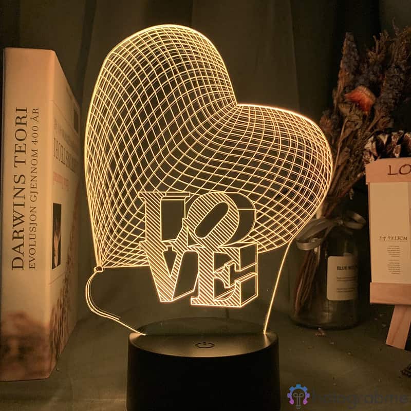 Lampe 3D Coeur Love 4