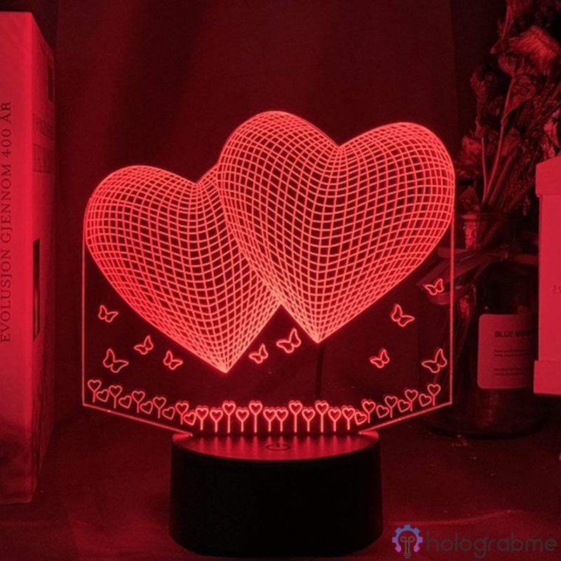 Lampe 3D Fleur Coeur 1