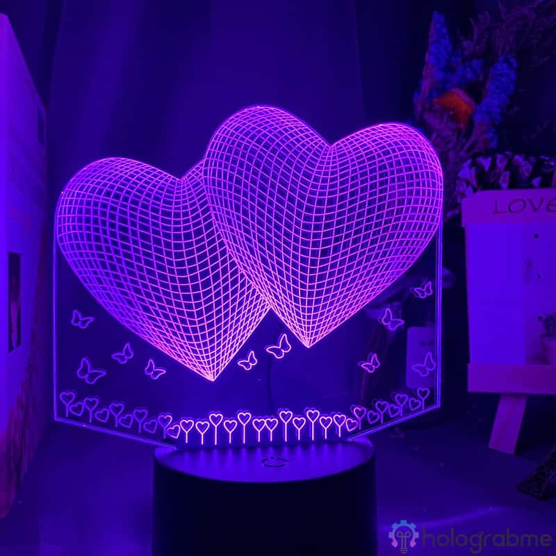 Lampe 3D Fleur Coeur 7