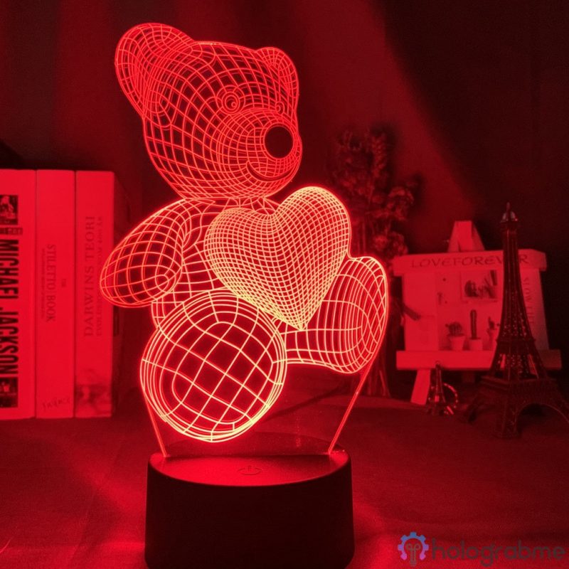 Lampe 3D Nounours Amoureux 1