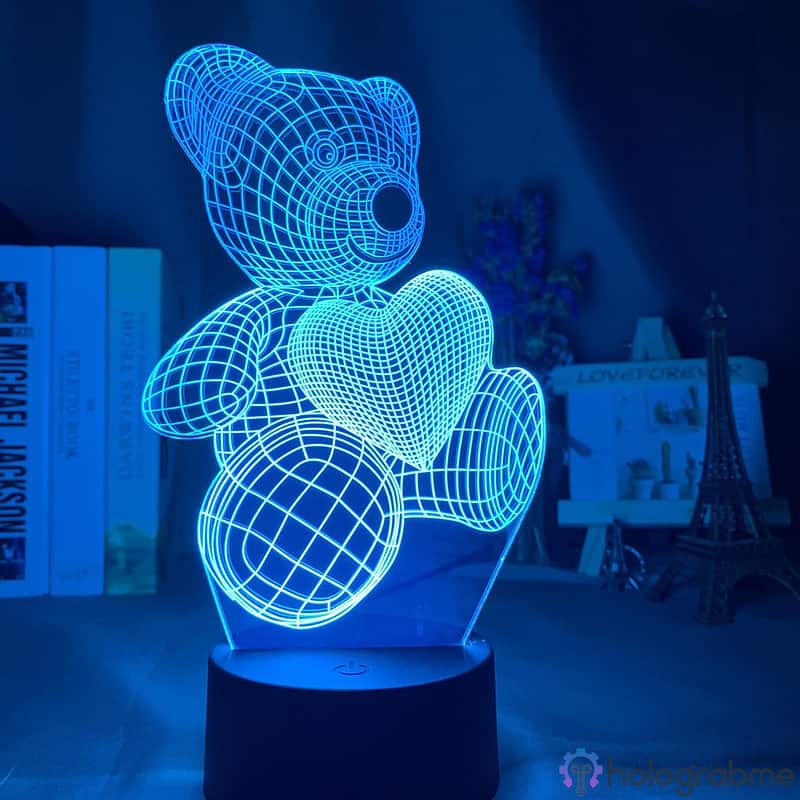 Lampe 3D Nounours Amoureux 6