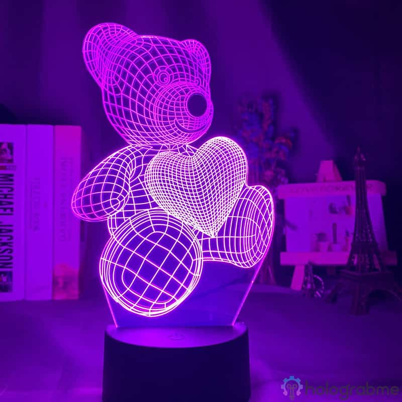 Lampe 3D Nounours Amoureux 7