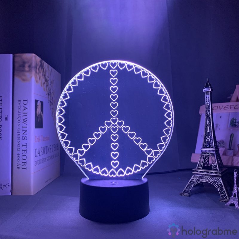 Lampe 3D Peace and Love 4